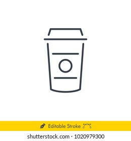 Plastic Cup Icon / Vector - In Line / Stroke Design