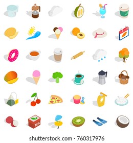 Plastic cup icons set. Isometric style of 36 plastic cup vector icons for web isolated on white background