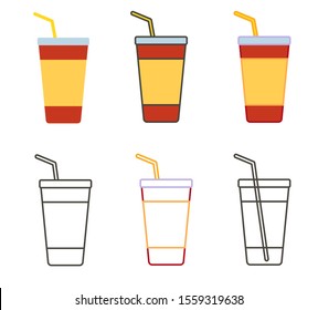 Plastic cup icons with soda