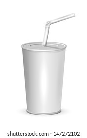 Plastic cup isolated on white background, illustration.