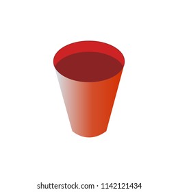 plastic cup isometric icon isolated on white background