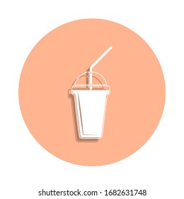 Plastic cup with juice badge icon. Simple glyph, flat vector of drink icons for ui and ux, website or mobile application