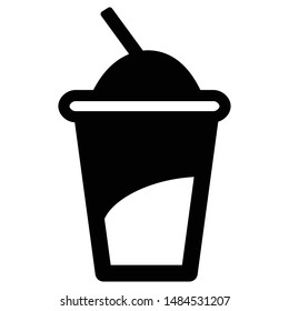 The plastic cup for juice or coffe icon flat style for web design