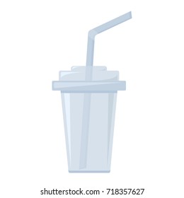 Plastic cup for liquids with straws, vector illustration