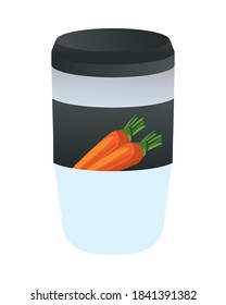 plastic cup mockup with carrots healthy food vector illustration design