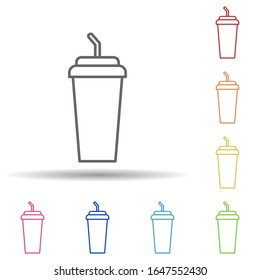 Plastic cup in multi color style icon. Simple thin line, outline vector of fast food icons for ui and ux, website or mobile application