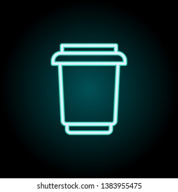 plastic cup neon icon. Elements of fast food set. Simple icon for websites, web design, mobile app, info graphics