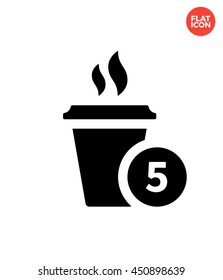 Plastic cup with Number Icon Flat Style Isolated Vector Illustration