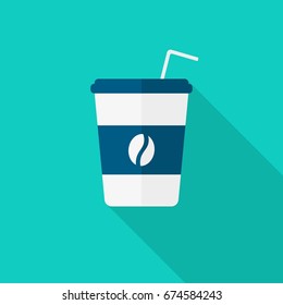 plastic cup or paper cup vector icon