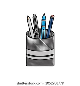 plastic cup with pencil pen supplies office