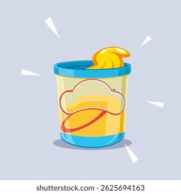 plastic cup with plasticine, vector image, single product, play dough