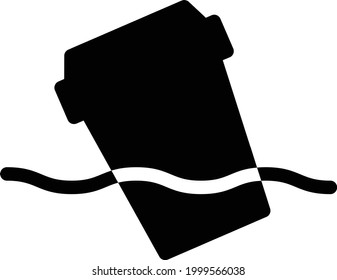 plastic cup sea vector glyph flat icon