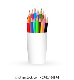 Plastic Cup Set Colored Pencils Close Stock Vector (Royalty Free ...