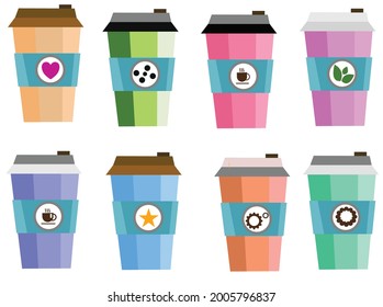 juegos de vasos plásticos con fondo colorido 