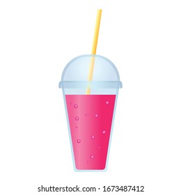 Plastic cup smoothie icon. Cartoon of plastic cup smoothie vector icon for web design isolated on white background