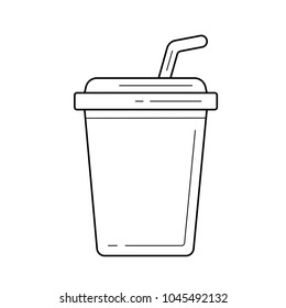 Plastic cup of soda pop vector line icon isolated on white background. Takeaway soda pop line icon for infographic, website or app.
