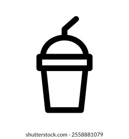 Plastic cup of soft drink with a straw icon, take away