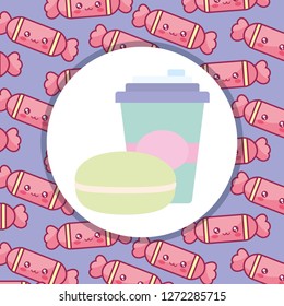 plastic cup with straw and candy