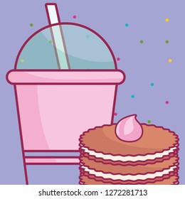 plastic cup with straw and cookie