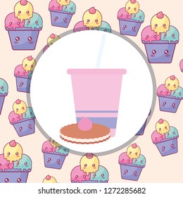 plastic cup with straw and cookie