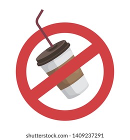plastic cup with straw in denied symbol