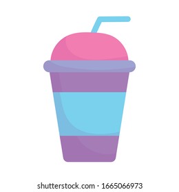 ilustración vectorial de la caricatura de vaso plástico y bebida de paja