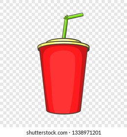 Plastic cup with straw icon in cartoon style isolated on background for any web design 