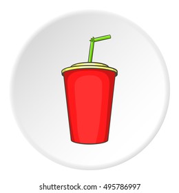 Plastic cup with straw icon. Cartoon illustration of plastic cup with straw vector icon for web