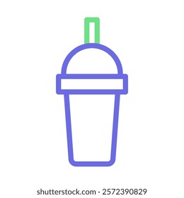 Plastic cup with straw icon. Concept of takeaway, beverage, and refreshment.