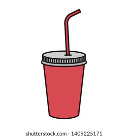 plastic cup with straw vector illustration