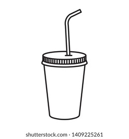 plastic cup with straw vector illustration