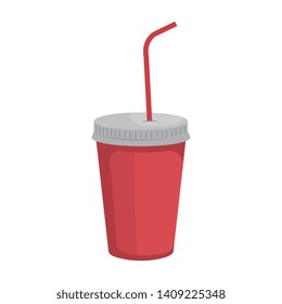 plastic cup with straw vector illustration