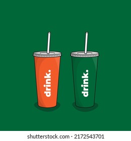 Plastic cup template for product packaging design in green and orange cup design