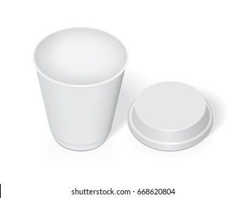 Plastic cup for your design and logo. It's easy to change colors. Mock Up. Vector template.