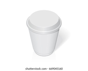 Plastic cup for your design and logo. It's easy to change colors. Mock Up. Vector template.