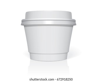 Plastic cup for your design and logo. It's easy to change colors. Mock Up. Vector template.