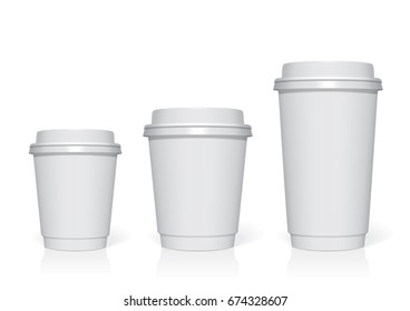 Plastic cup for your design and logo. It's easy to change colors. Mock Up. Vector template.