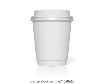 Plastic cup for your design and logo. It's easy to change colors. Mock Up. Vector template.