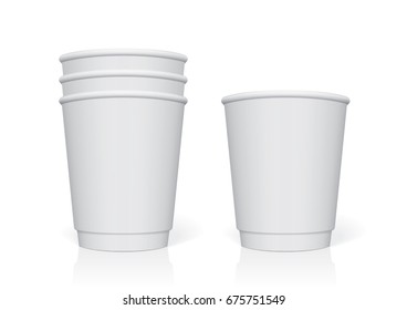 Plastic cup for your design and logo. It's easy to change colors. Mock Up. Vector template.