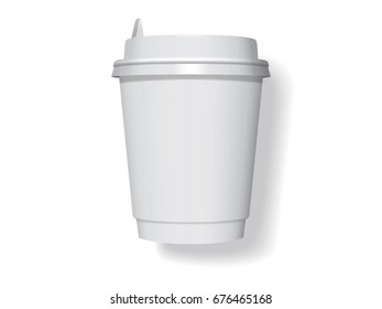 Plastic cup for your design and logo. It's easy to change colors. Mock Up. Vector template.