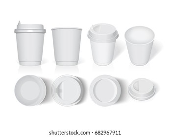 Plastic cup for your design and logo. It's easy to change colors. Mock Up. Vector template.