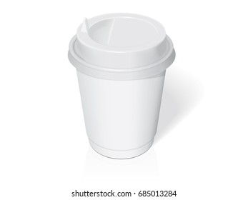 Plastic cup for your design and logo. It's easy to change colors. Mock Up. Vector template.