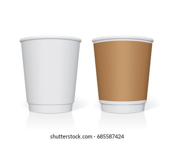 Plastic cup for your design and logo. It's easy to change colors. Mock Up. Vector template.