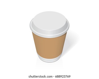Plastic cup for your design and logo. It's easy to change colors. Mock Up. Vector template.