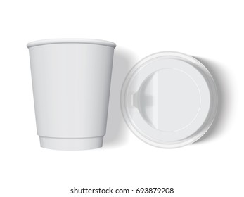 Plastic cup for your design and logo. It's easy to change colors. Mock Up. Vector template.