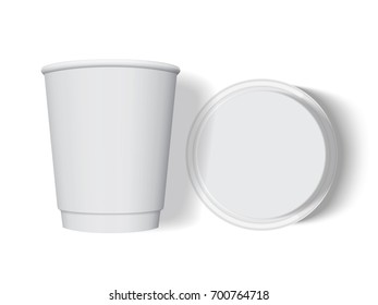 Plastic cup for your design and logo. It's easy to change colors. Mock Up. Vector template.