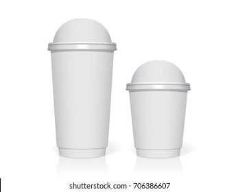 Plastic cup for your design and logo. It's easy to change colors. Mock Up. Vector template