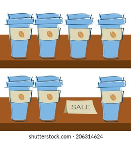 a lot of plastic cups of coffee in sale