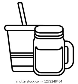 plastic cups with straw