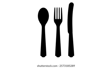 Plastic Cutlery, black isolated silhouette